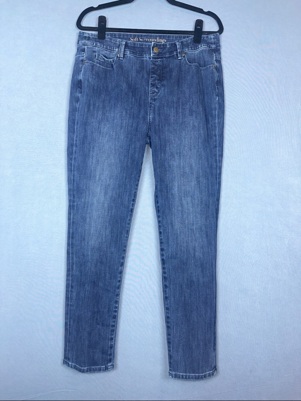 Soft Surroundings Pull On Skinny Jeans Womens Medium Blue Stretch Denim